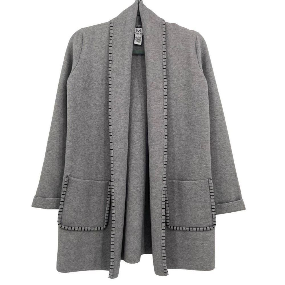 Magaschoni Open Front Cardigan Sweater Gray XS‎